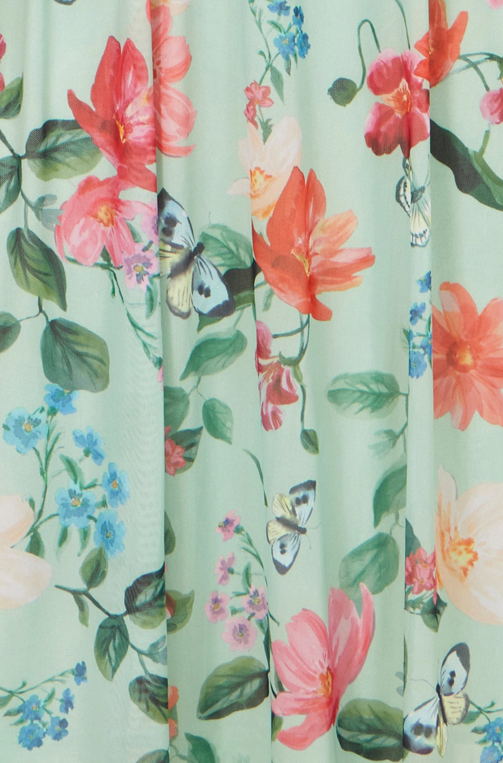 Yumi Mint Blurred Floral Mesh Wrap Midi Dress