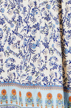 Yumi White Floral Border Print Viscose Midi Sun Dress