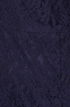 Yumi Navy Lace Fitted Midi Dress With Flute Sleeves