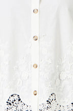 Yumi White Cotton Lace Border Shirt