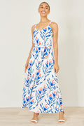 Yumi White Floral Print Maxi Sun Dress