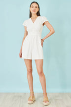 Yumi White Cotton Broderie Anglaise Playsuit