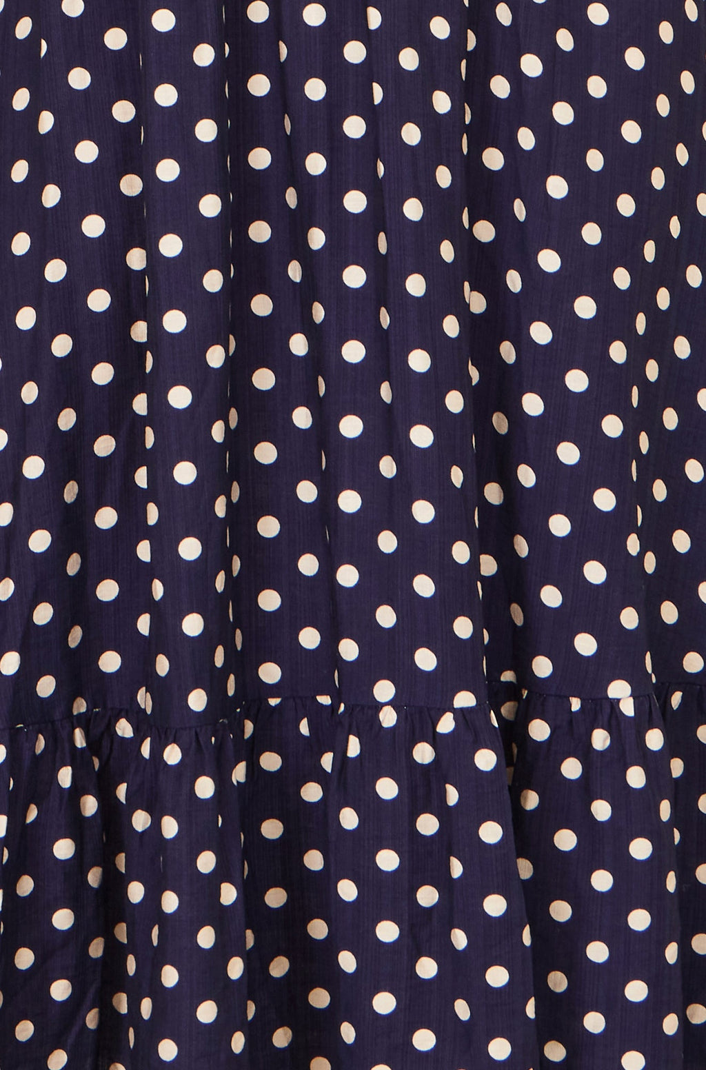 Yumi Navy Spot Ruched Waist Midi Dress