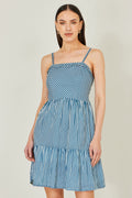 Yumi Blue Stripe Cotton Mini Sun Dress