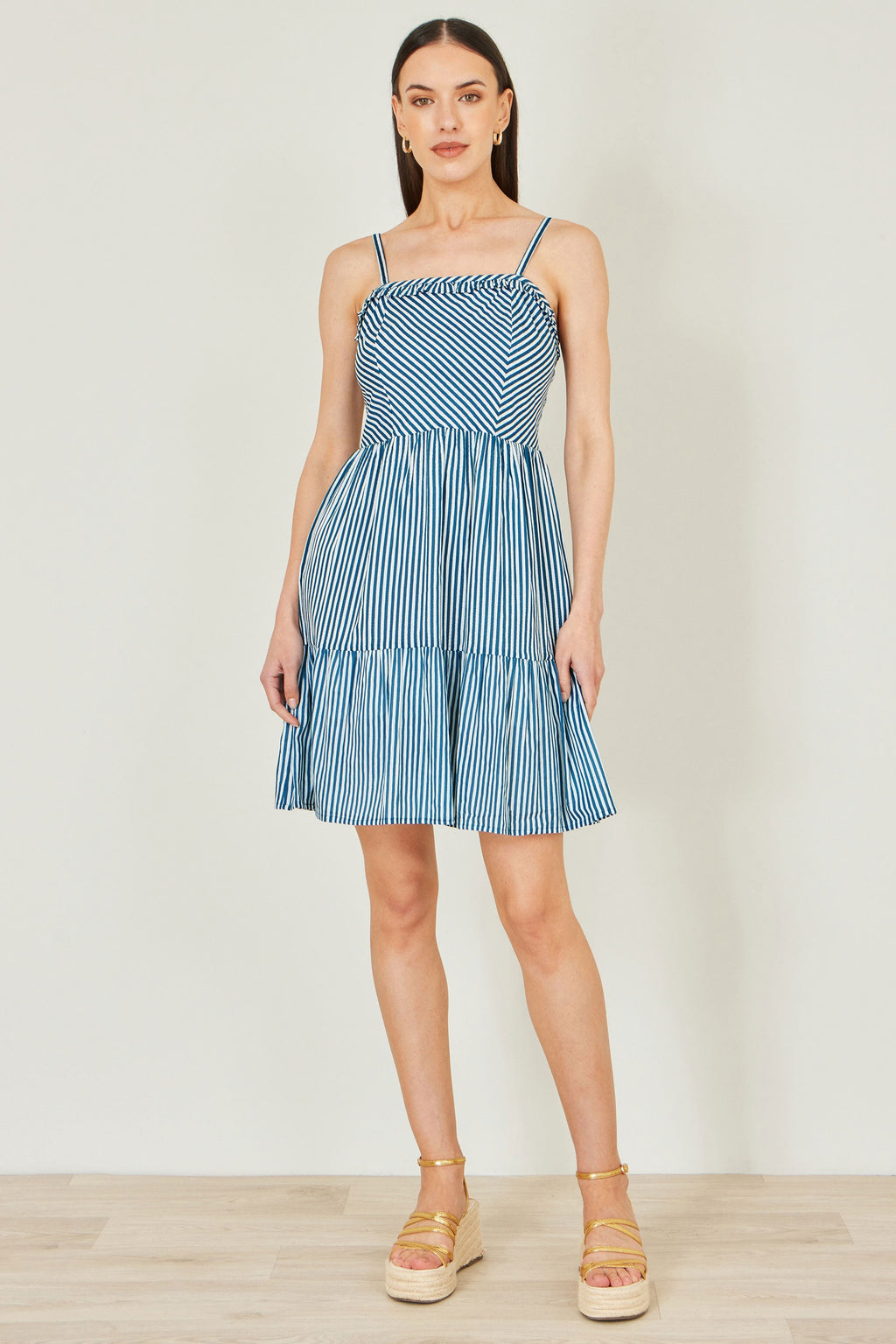Yumi Blue Stripe Cotton Mini Sun Dress