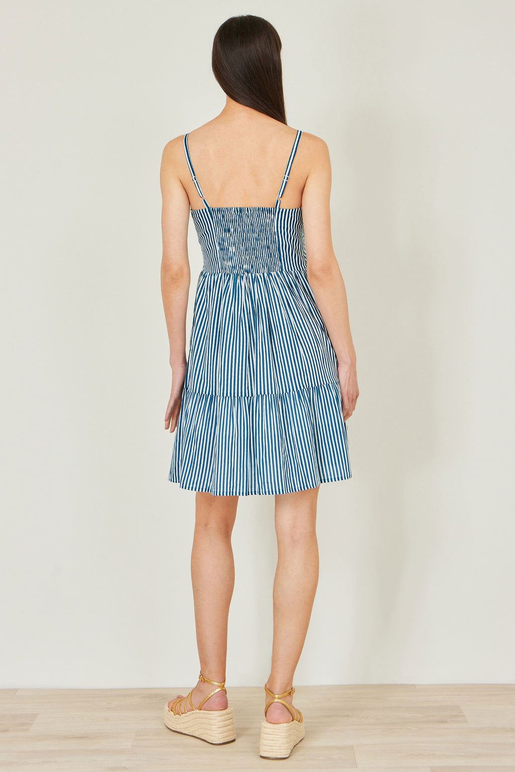 Yumi Blue Stripe Cotton Mini Sun Dress