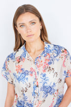 Yumi White Cotton Paisley Print Tie Knot Shirt