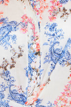 Yumi White Cotton Paisley Print Tie Knot Shirt