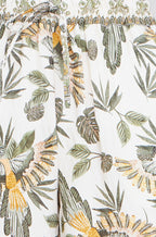 Yumi Green Bird Print Viscose Wide Leg Trousers