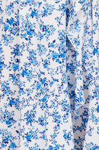 Yumi Blue Floral Print Bardot Midi Dress With Dip Hem