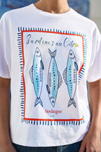Yumi White Cotton Summer Motif T-Shirt
