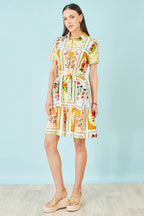 Yumi Multicolour Sun Patchwork Print Shirt Dress