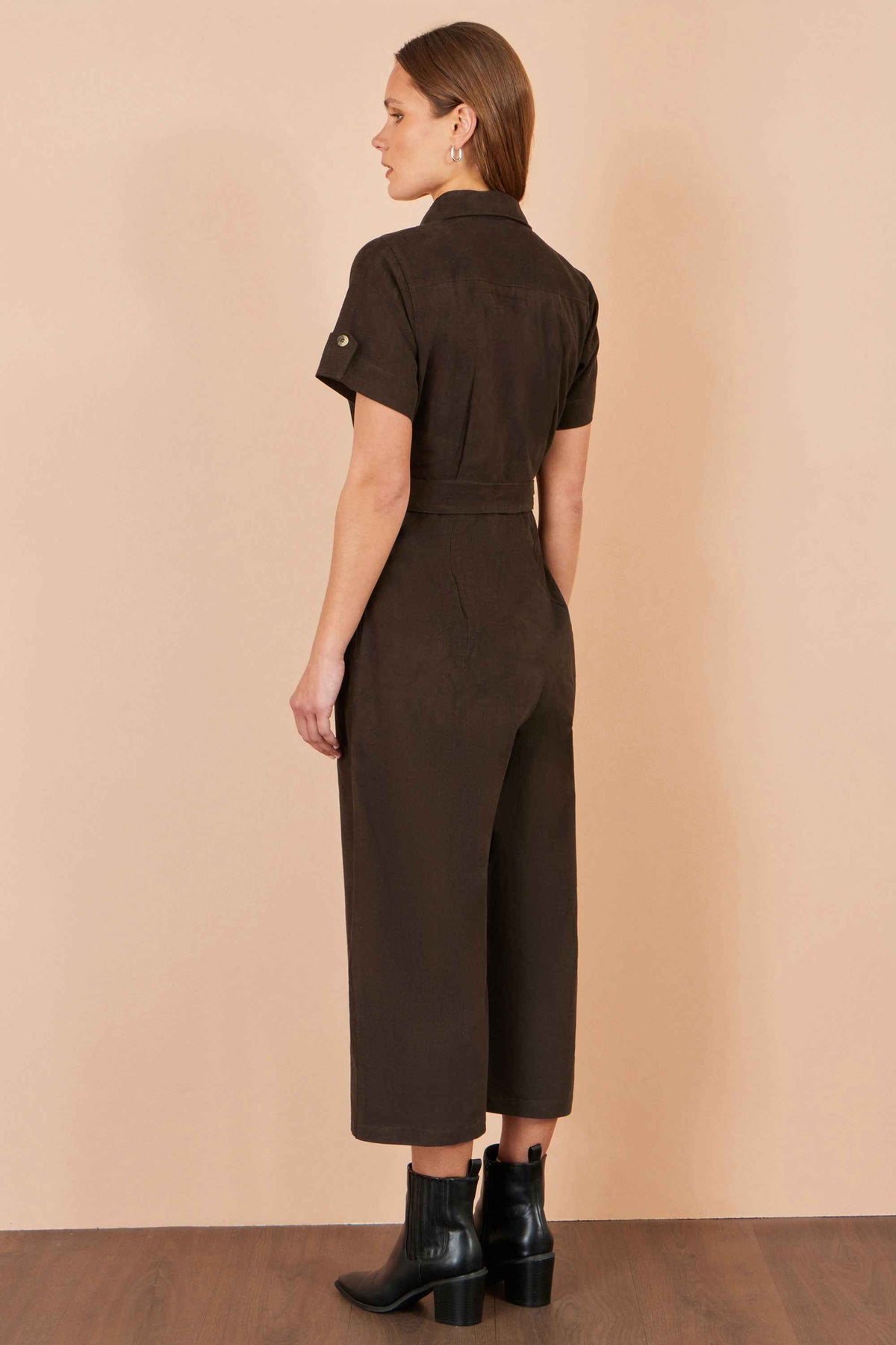Yumi Brown Cord Relaxed Jumpsuit