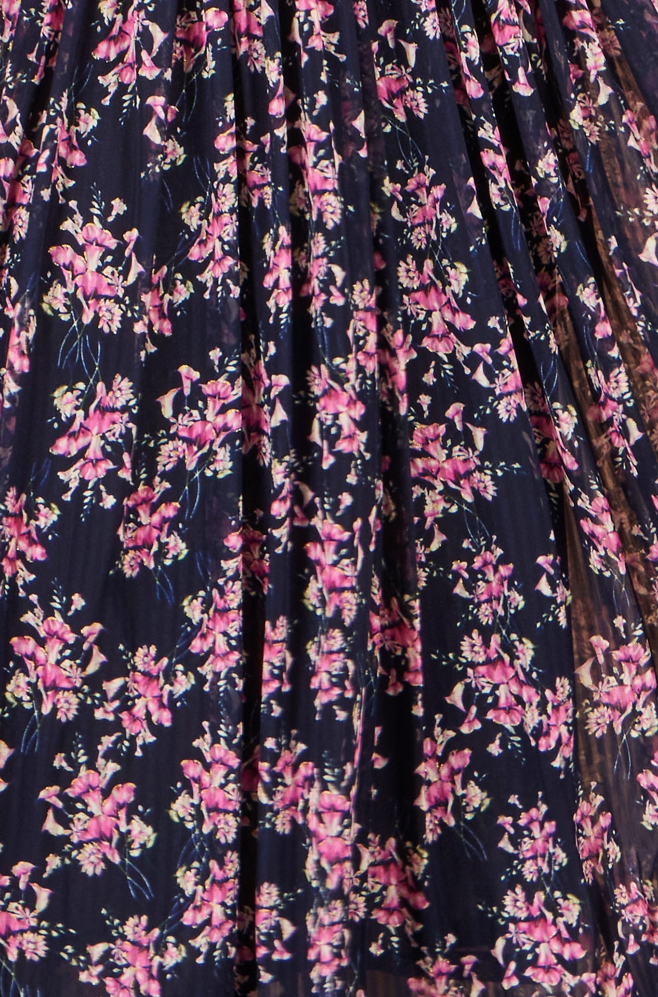 Yumi Navy Floral Mesh Ruched Waist Maxi Dress