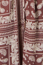 Yumi Brown Scarf Print Midi Shirt Dress