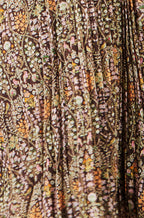 Yumi Brown Ditsy Floral Pleated Midi Dress