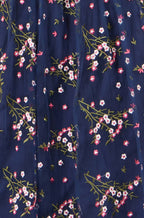 Yumi Navy Embroidered Floral Mesh Prom Dress