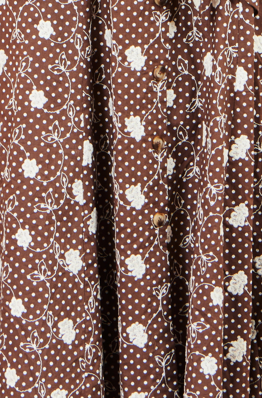 Yumi Brown Cotton Embroidery Shirt Dress