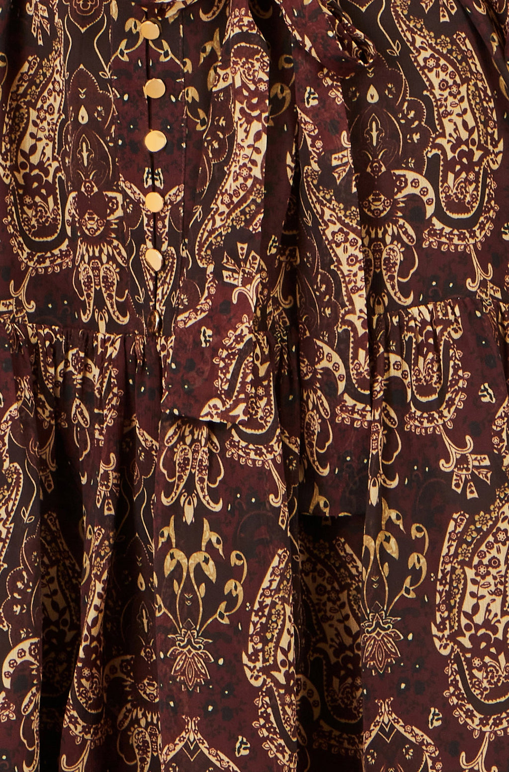 Yumi Brown Paisley Long Sleeve Shirt Dress