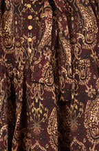 Yumi Brown Paisley Long Sleeve Shirt Dress