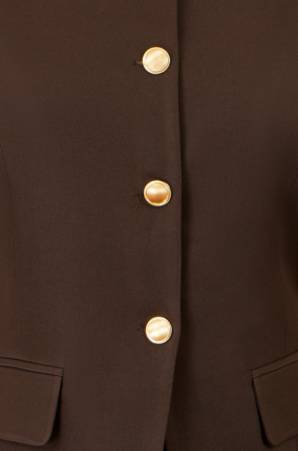Yumi Brown Long Line Button Waistcoat Top