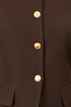 Yumi Brown Long Line Button Waistcoat Top