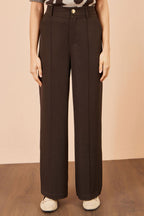 Yumi Brown Wide Leg Stretch Trousers