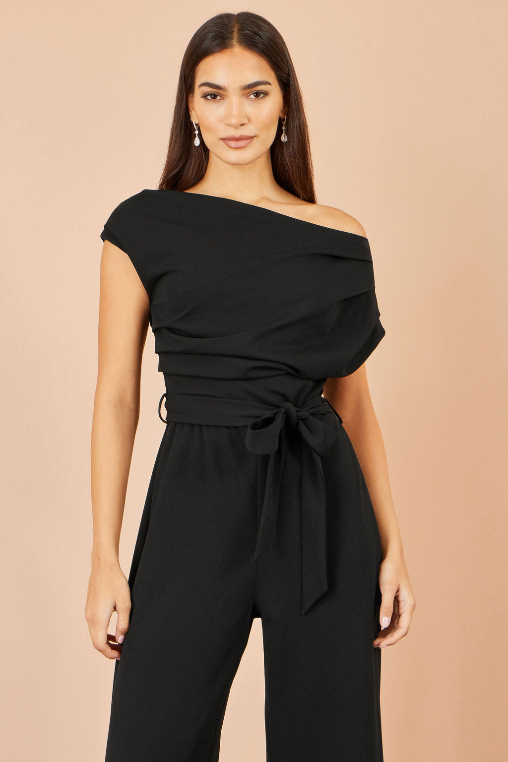 Yumi Black Ruched Stretch Jumpsuit