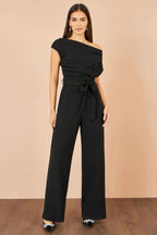 Yumi Black Ruched Stretch Jumpsuit