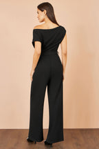 Yumi Black Ruched Stretch Jumpsuit