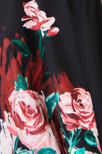 Yumi Black Abstract Floral Skater Midi Dress