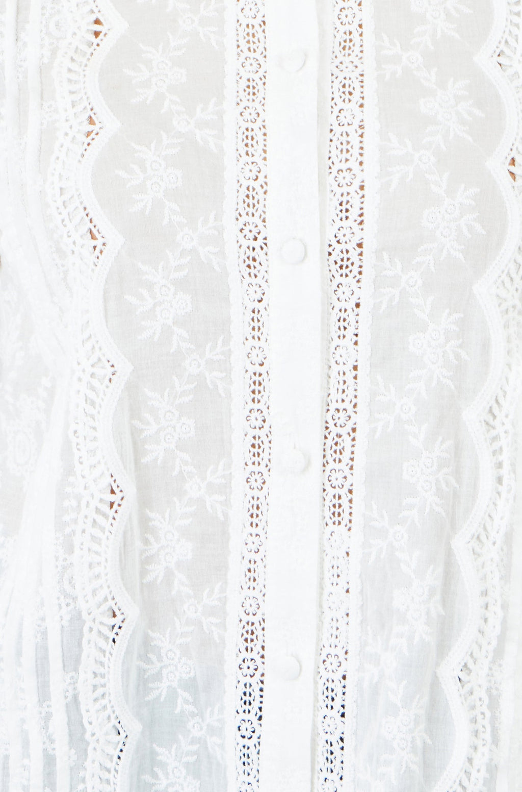 Yumi White Floral Cotton Shirt With Lace Details