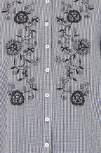 Yumi Black Cotton Gingham Embroidered Shirt
