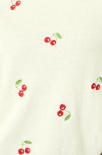 Yumi Ivory Cherry Cotton Knitted Top