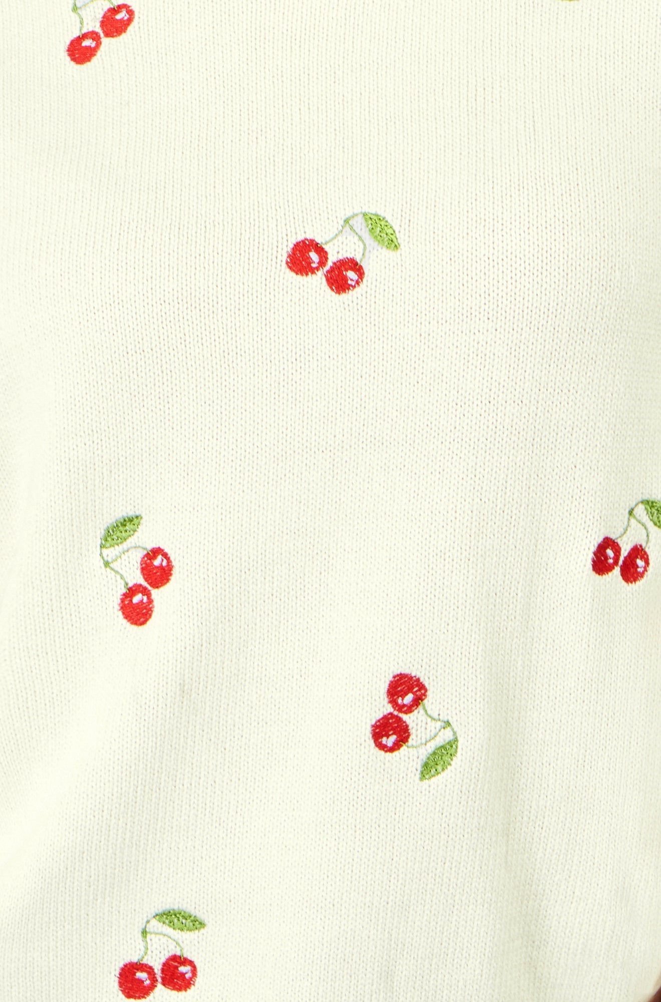 Yumi Ivory Cherry Cotton Knitted Top