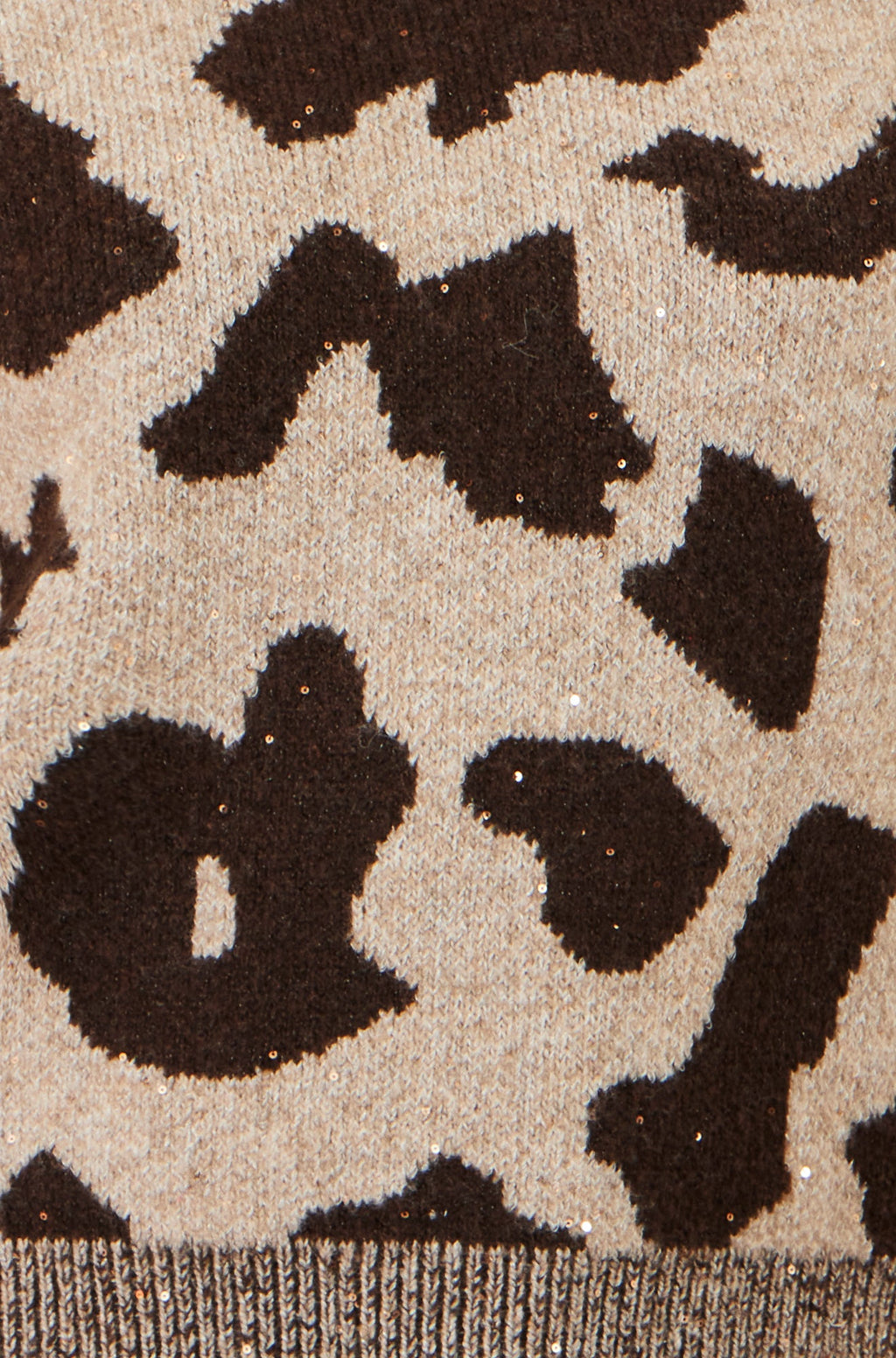 Yumi Brown Leopard Intarsia Short Sleeve Jumper