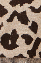 Yumi Brown Leopard Intarsia Short Sleeve Jumper