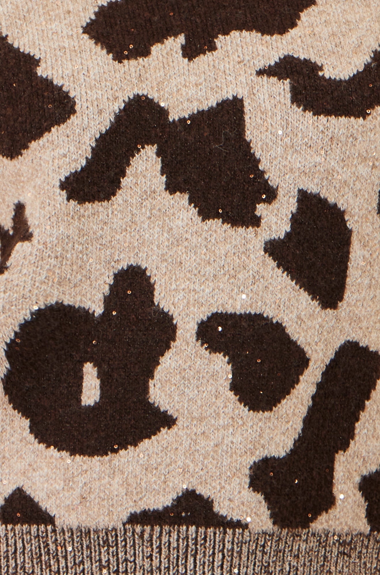 Yumi Brown Leopard Intarsia Short Sleeve Jumper