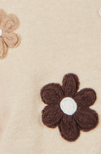 Yumi Beige Relaxed Crochet Flower Jumper