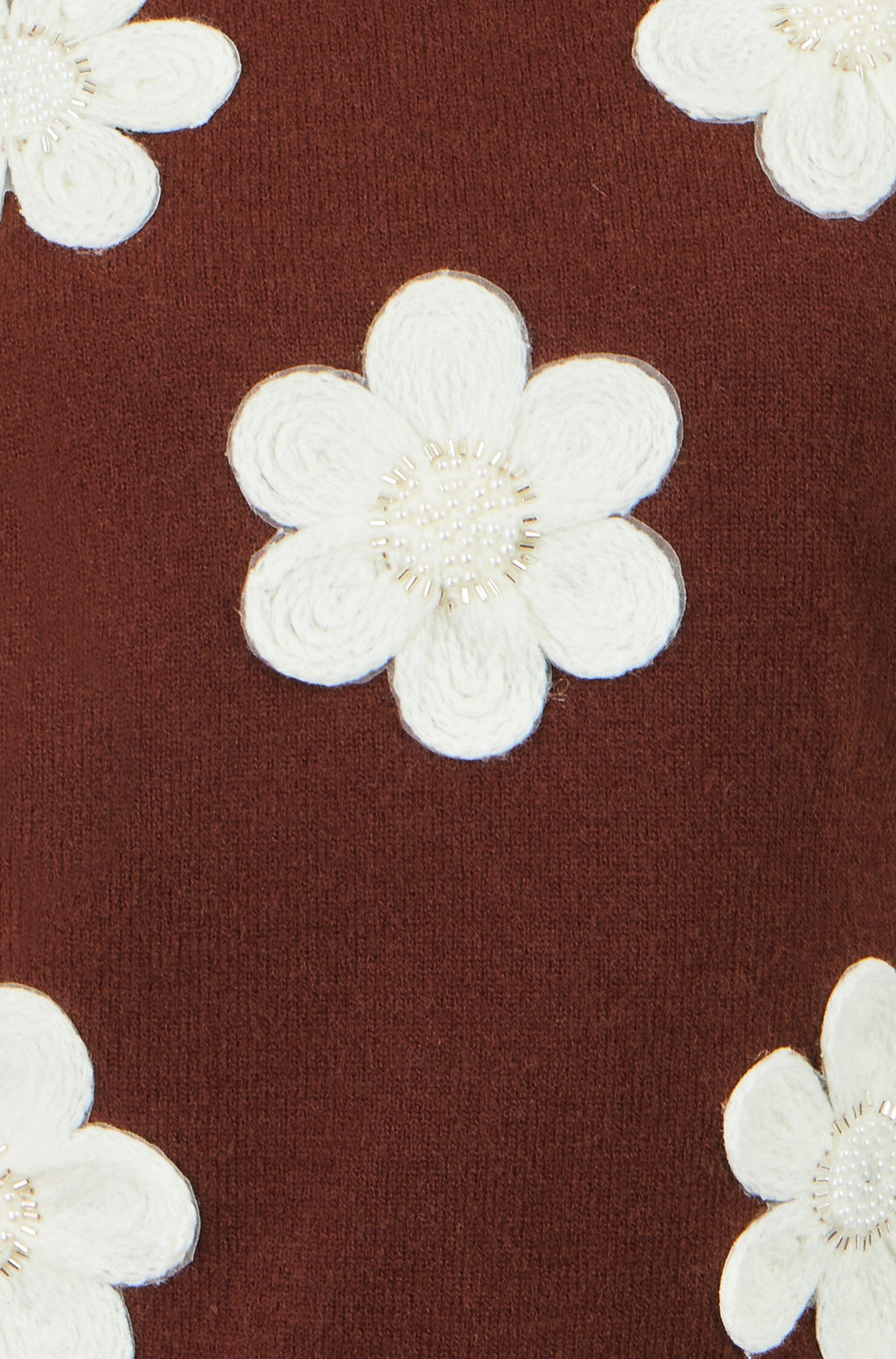 Yumi Brown Flower Applique Knit Tank