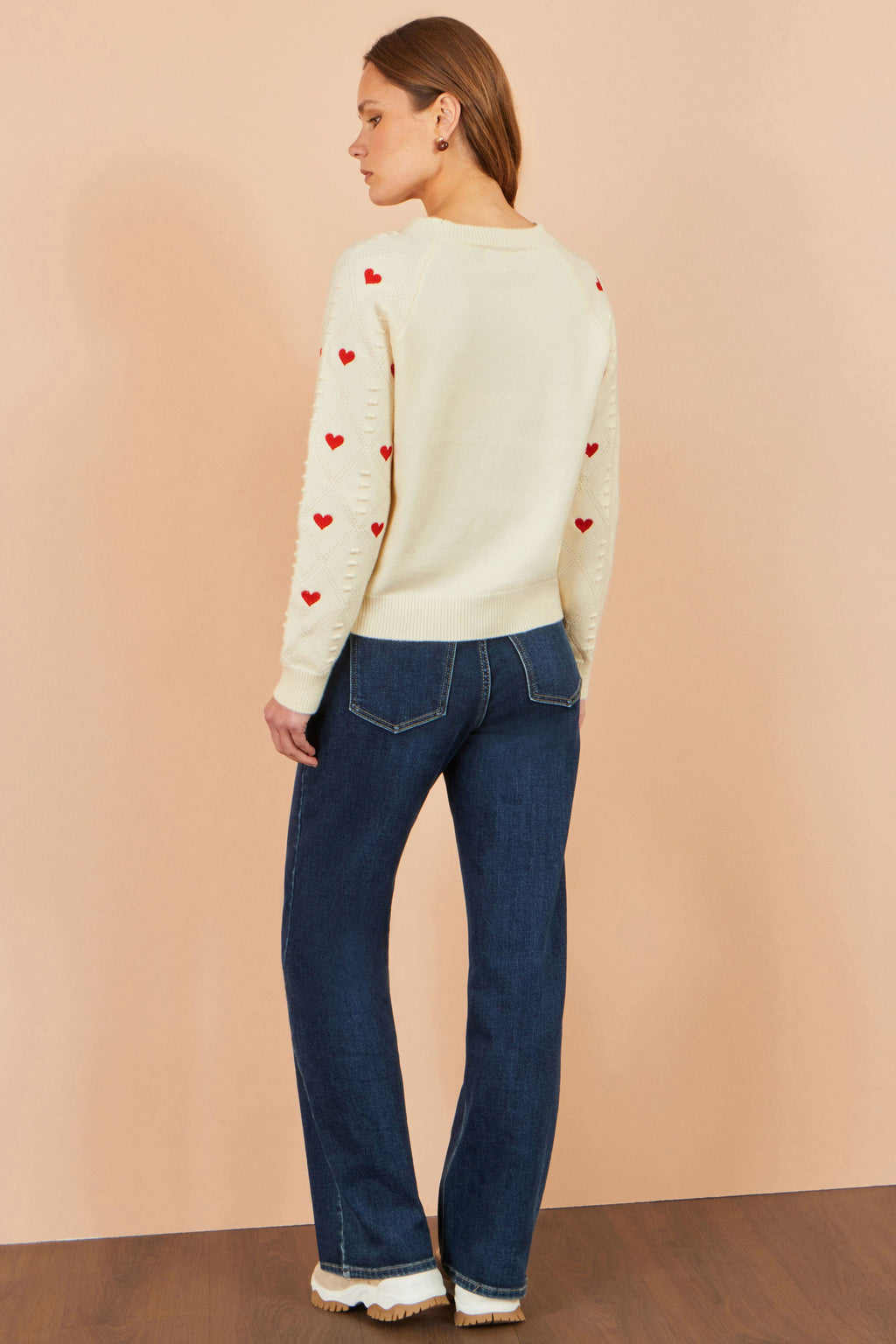 Yumi Ivory Embroidered Heart Jumper