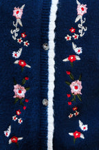 Yumi Navy Embroidered Knitted Waistcoat