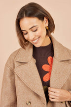 Yumi Beige Boxy Cropped Jacket