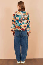 Yumi Multicolour Floral Woven Bomber Jacket