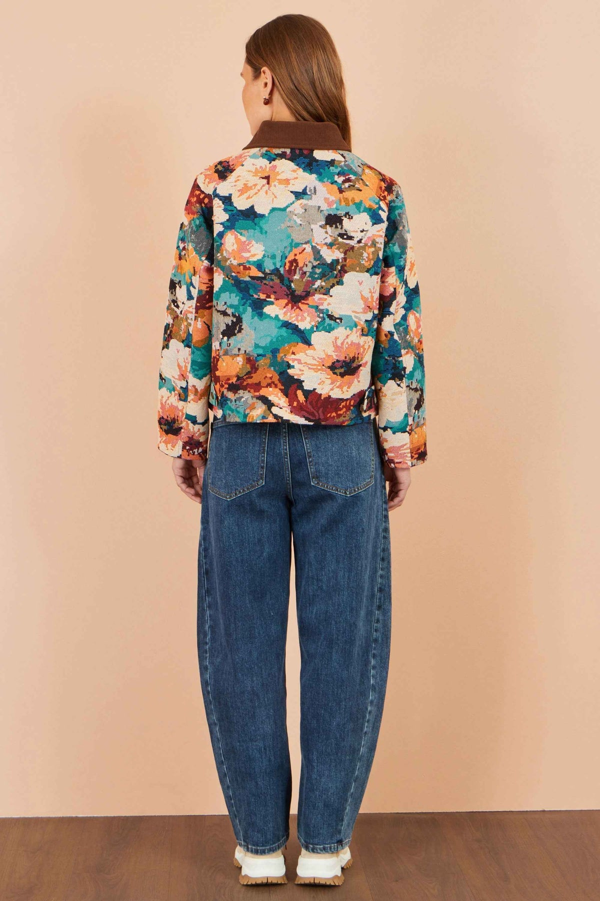 Yumi Multicolour Floral Woven Bomber Jacket