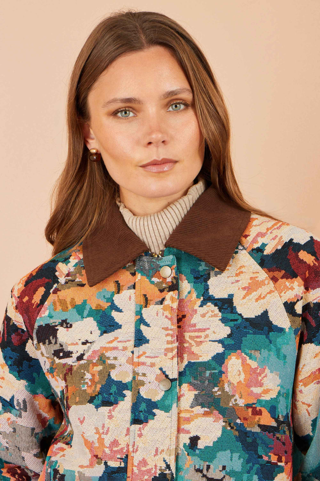 Yumi Multicolour Floral Woven Bomber Jacket