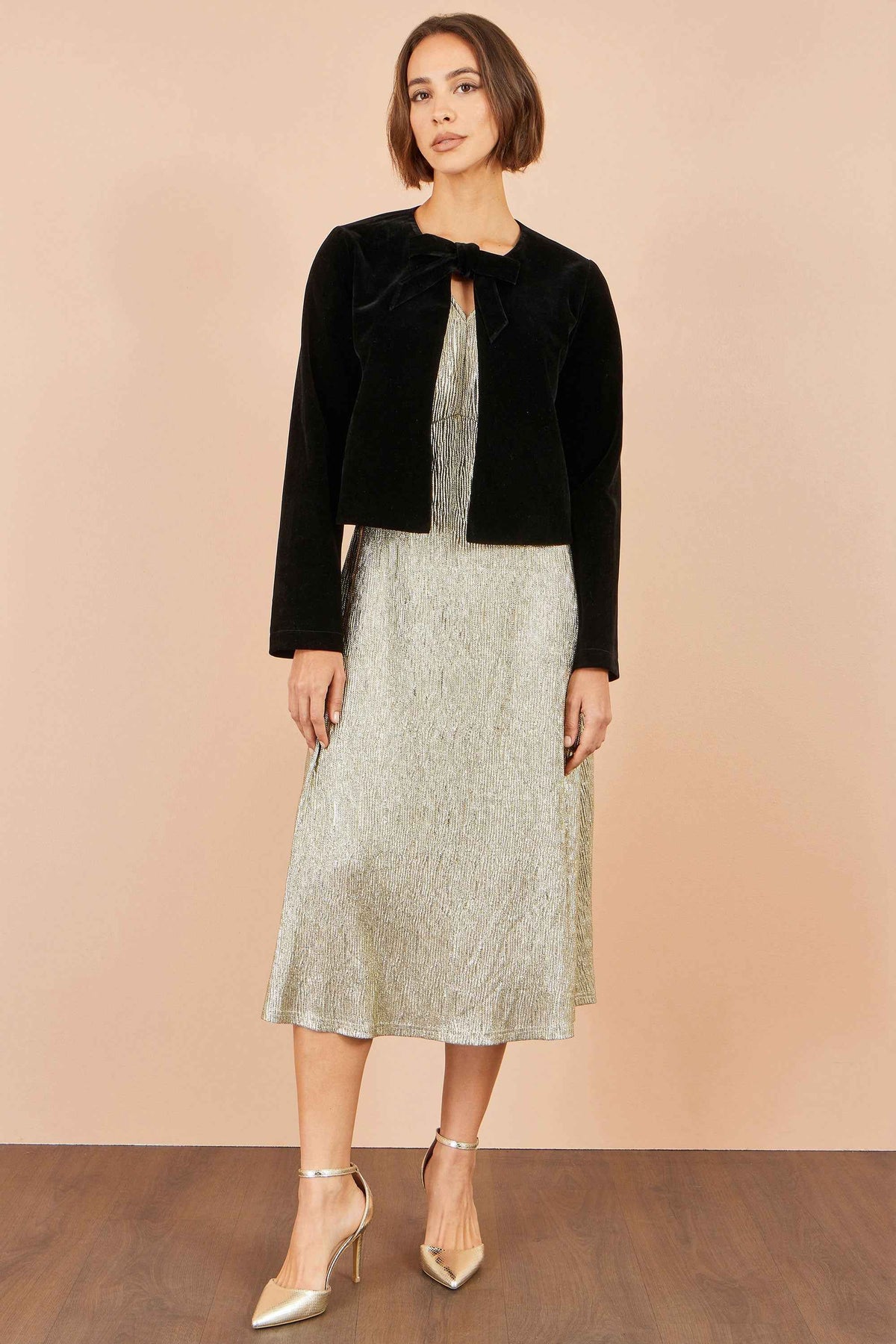 Yumi Black Velvet Bow Jacket