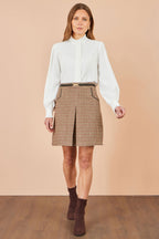 Yumi Brown Check Mini Skirt With Pockets