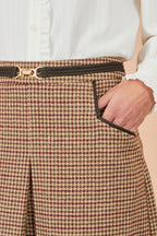 Yumi Brown Check Mini Skirt With Pockets