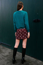 Yumi Teal Dalmatian Intarsia Relaxed Jumper